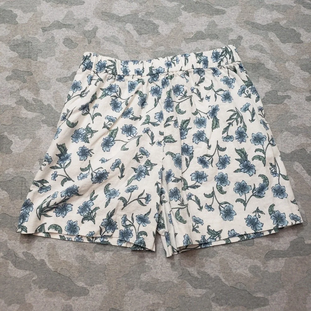 j Crew Re-Imagined Shorts Womens‎ 27 White Linen Blend Floral